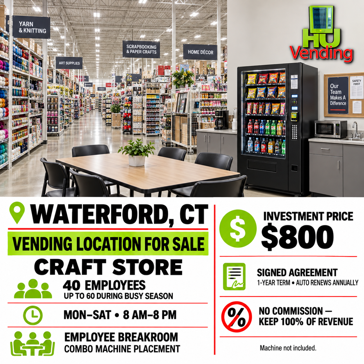 Waterford, Connecticut craft store vending location for sale for $800